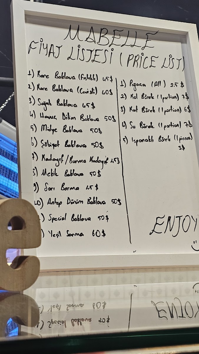 Mabelle Baklava Menu - Image 1